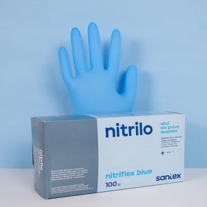 100 Guantes de nitrilo azul sin polvo