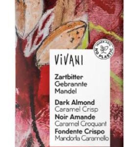 CHOCOLATE NEGRO CON ALMENDRA GARRAPIÑADA BIO  80 GR