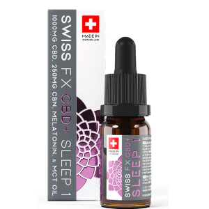 Aceite de CBD Sleep1, (10%CBD, 2,5%CBN, melatonina) BIO. 10ml. Swiss FX