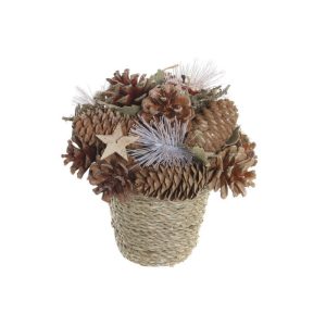 Centro de Mesa DKD Home Decor Navidad Hojas Marrón (18 x 18 x 18 cm)