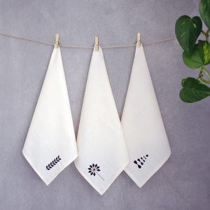 Servilletas de tela  eco · Pañuelos reutilizables · Botánica (Pack X3)