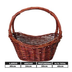 CANASTA BARCO MARRON C/DOBLE HALADERA P 40CM X 24CM X20CM. 🇭🇰