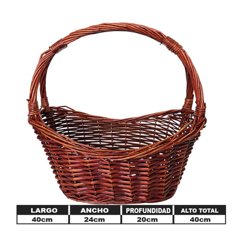 CANASTA BARCO MARRON C/DOBLE HALADERA P 40CM X 24CM X20CM. 🇭🇰 - Imagen 2