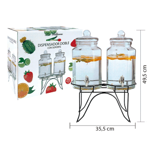 Dispensador Doble de Jugo Vidrio 4lt