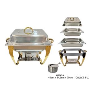 SAMOVAR RECTANG.PLATEADO DORADO 4.5L